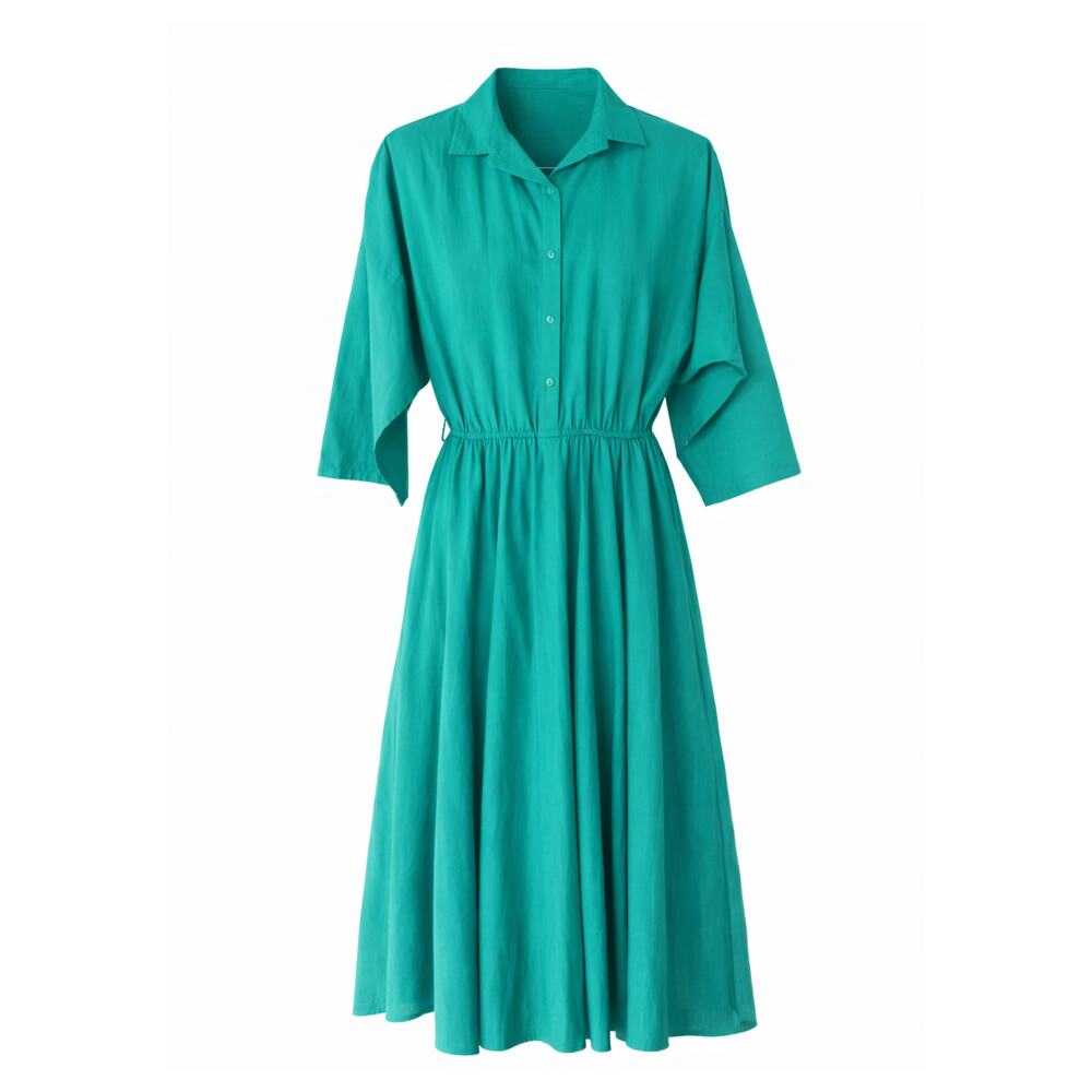 Vintage 1980s The American Shirt Dress Teal size 8